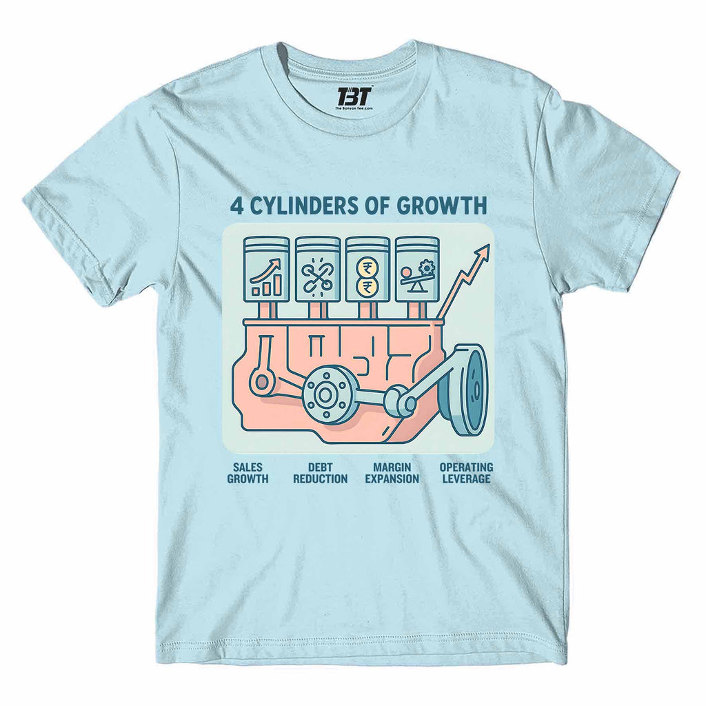 technofunda 4 cylinders of growth t-shirt printed graphic stylish buy online india TechnoFunda Shop tbt men women girls boys unisex baby blue