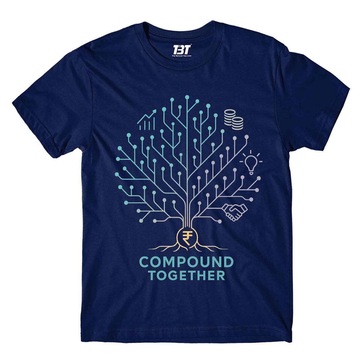 technofunda compound together grow exponentially t-shirt printed graphic stylish buy online india TechnoFunda Shop tbt men women girls boys unisex white