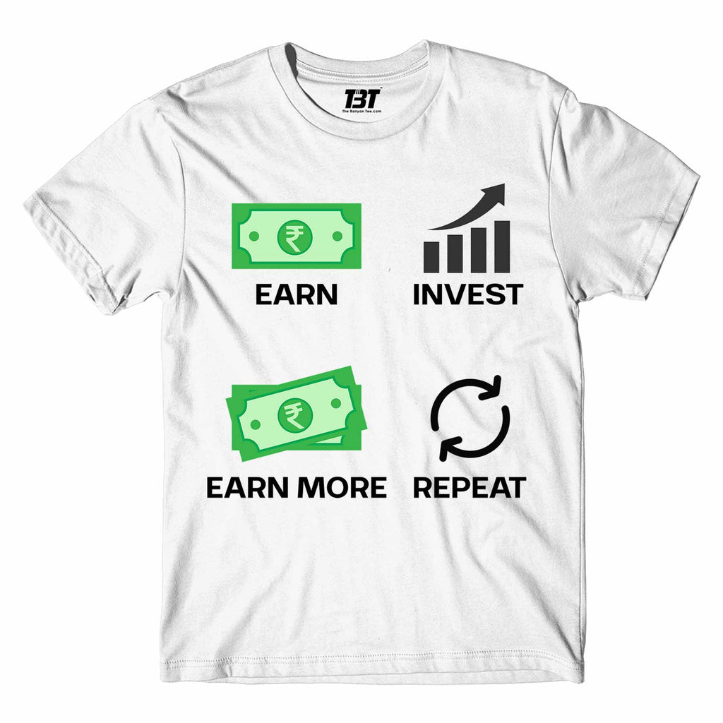 technofunda earn invest repeat t-shirt printed graphic stylish buy online india TechnoFunda Shop tbt men women girls boys unisex white