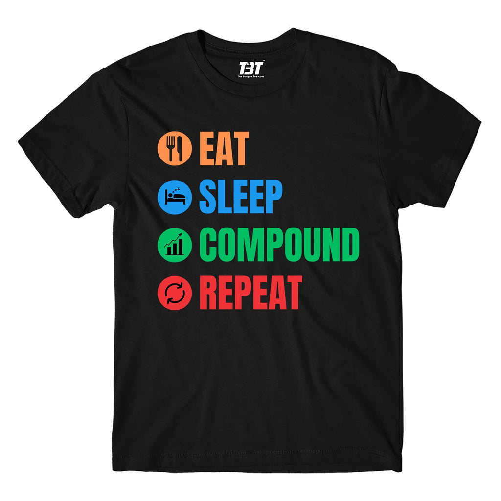 technofunda eat sleep compound repeat t-shirt printed graphic stylish buy online india TechnoFunda Shop tbt men women girls boys unisex black