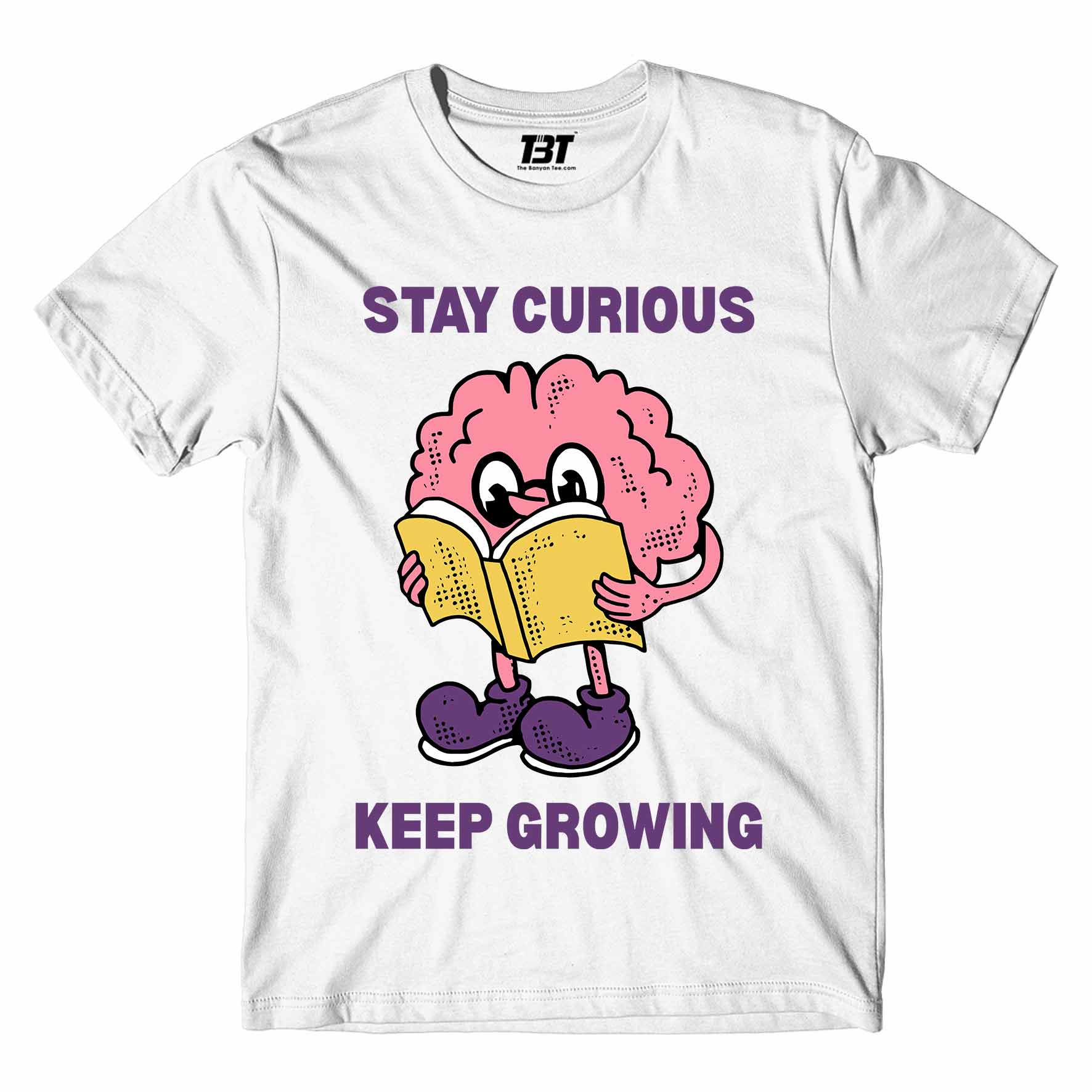 technofunda stay curious keep growing t-shirt printed graphic stylish buy online india TechnoFunda Shop tbt men women girls boys unisex white