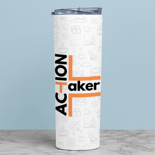 technofunda investing action taker typography tumbler steel water bottle flask gym shaker finance stock equity compounding graphic stylish buy online india vivek mashrani tbt men women girls boys unisex