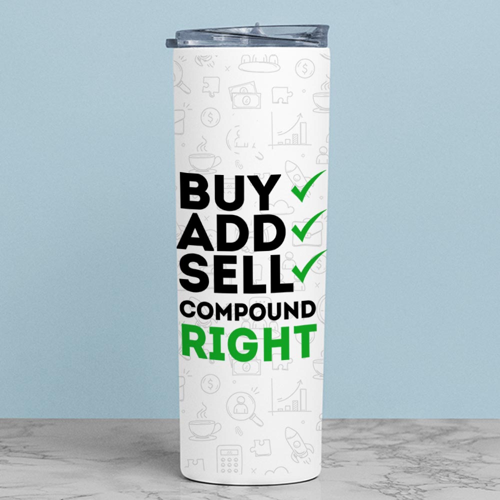 technofunda investing compound right tumbler steel water bottle flask gym shaker finance stock equity compounding graphic stylish buy online india vivek mashrani tbt men women girls boys unisex