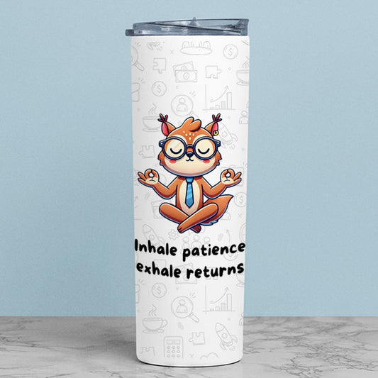 technofunda investing inhale patience exhale returns tumbler steel water bottle flask gym shaker finance stock equity compounding graphic stylish buy online india vivek mashrani tbt men women girls boys unisex