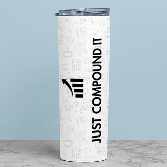 technofunda investing just compound it tumbler steel water bottle flask gym shaker finance stock equity compounding graphic stylish buy online india vivek mashrani tbt men women girls boys unisex