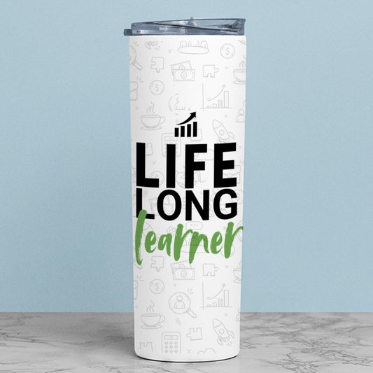 technofunda investing life long learner tumbler steel water bottle flask gym shaker finance stock equity compounding graphic stylish buy online india vivek mashrani tbt men women girls boys unisex