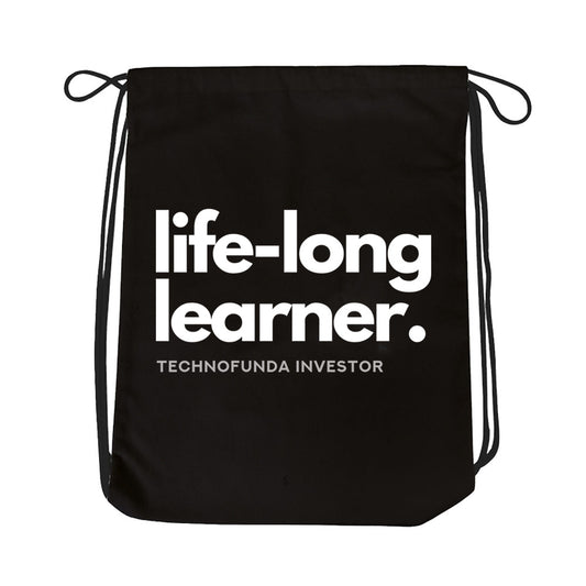 technofunda investing life long learner tf investor drawstring bag pin button finance stock equity compounding graphic stylish buy online india vivek mashrani tbt men women girls boys unisex