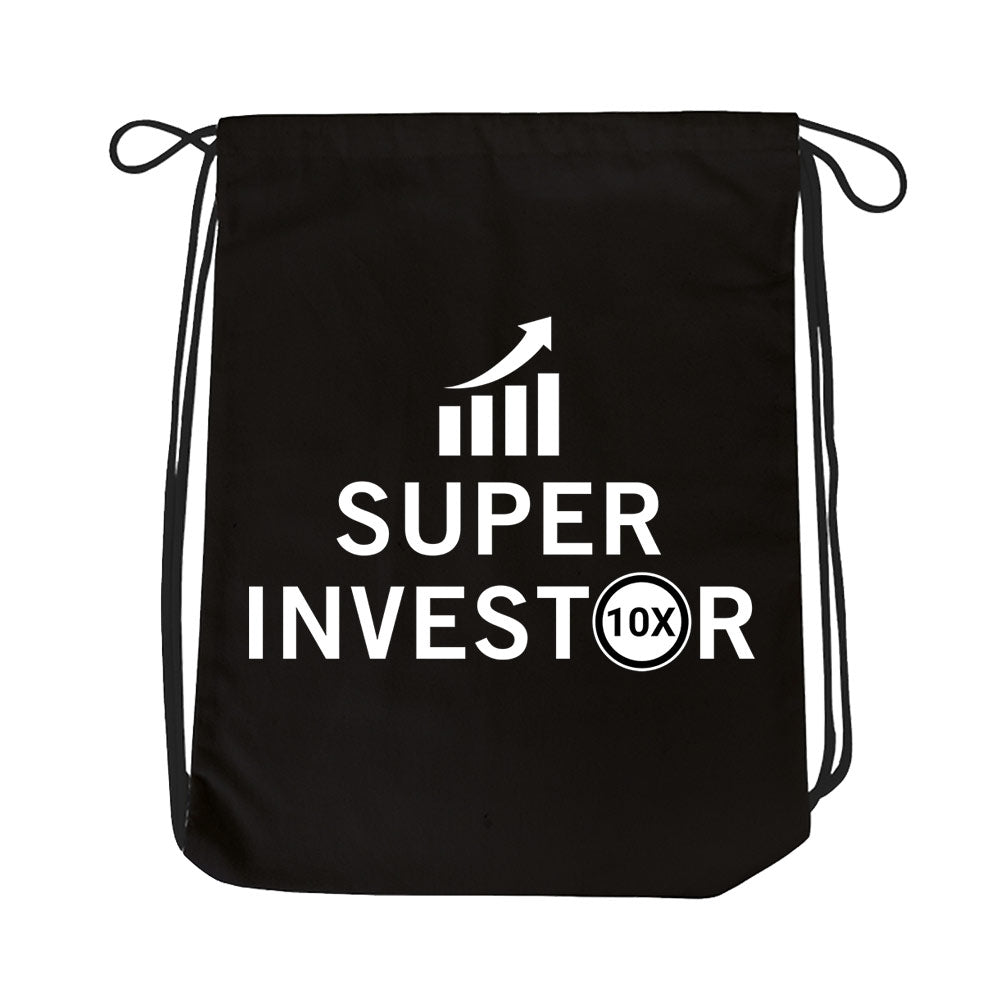 technofunda investing super investor drawstring bag pin button finance stock equity compounding graphic stylish buy online india vivek mashrani tbt men women girls boys unisex