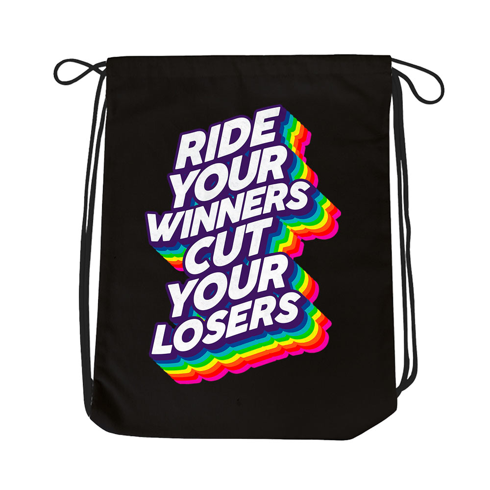 technofunda investing ride your winners cut your losers drawstring bag pin button finance stock equity compounding graphic stylish buy online india vivek mashrani tbt men women girls boys unisex