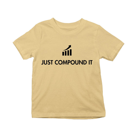 technofunda investing just compound it t-shirt finance stock equity compounding graphic stylish buy online india vivek mashrani tbt men kids girls boys unisex beige