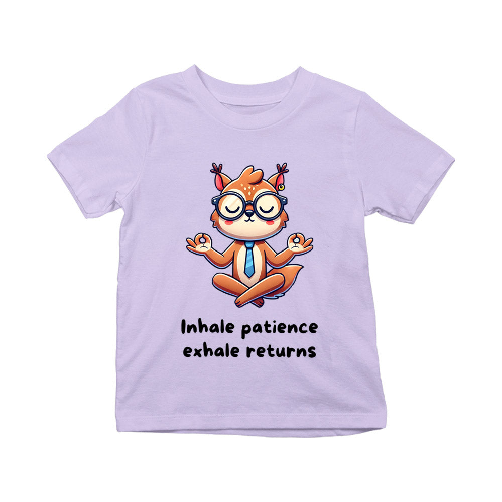 technofunda investing inhale patience exhale returns t-shirt finance stock equity compounding graphic stylish buy online india vivek mashrani tbt men kids girls boys unisex lavender