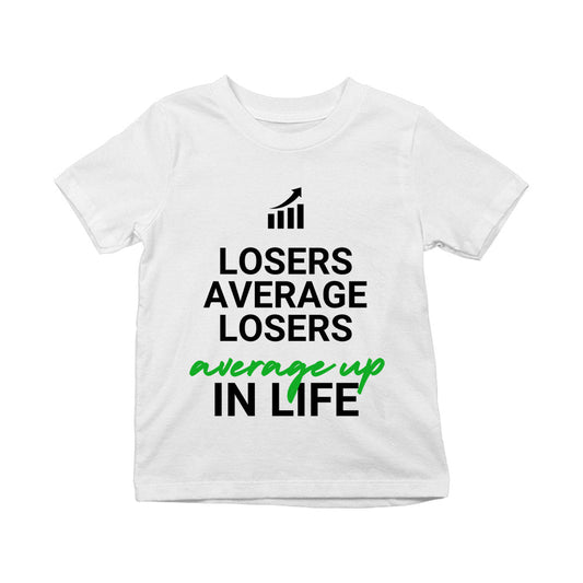 technofunda investing losers average losers t-shirt finance stock equity compounding graphic stylish buy online india vivek mashrani tbt men kids girls boys unisex white