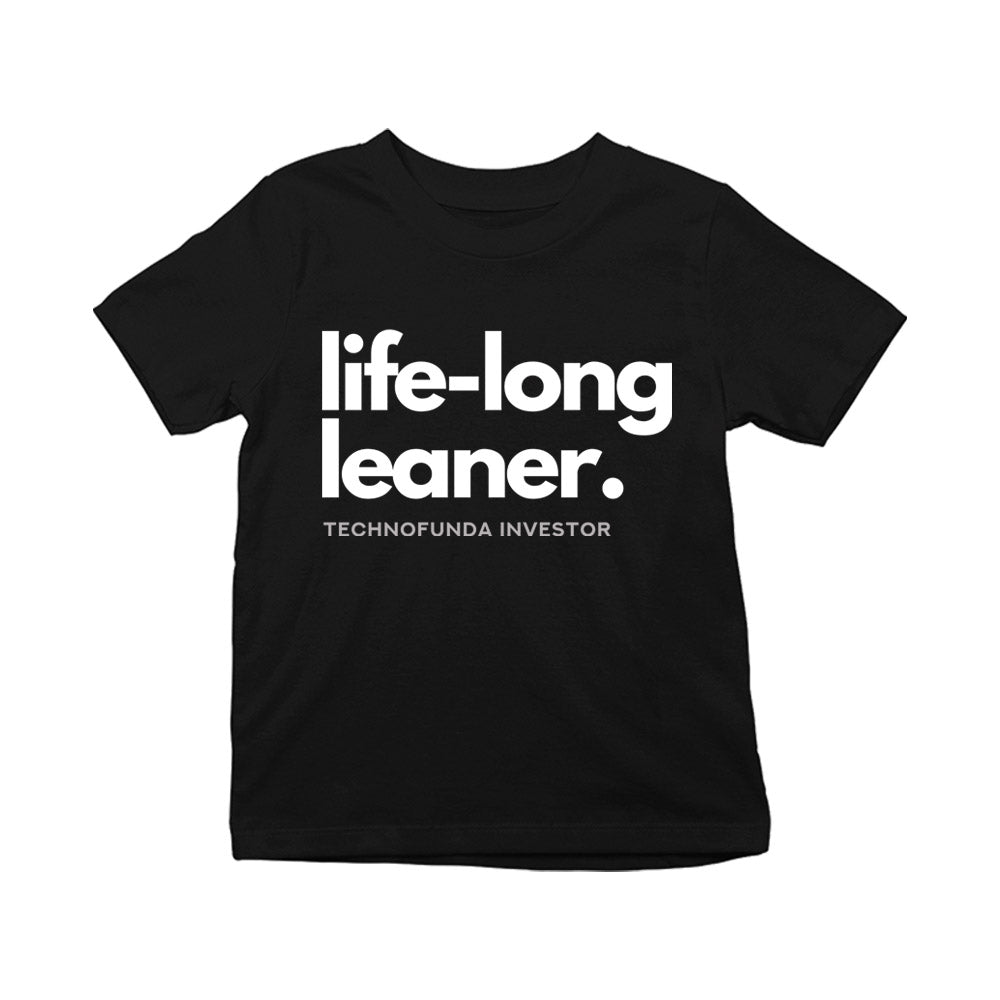 technofunda investing life long learner tf investor t-shirt finance stock equity compounding graphic stylish buy online india vivek mashrani tbt men kids girls boys unisex black