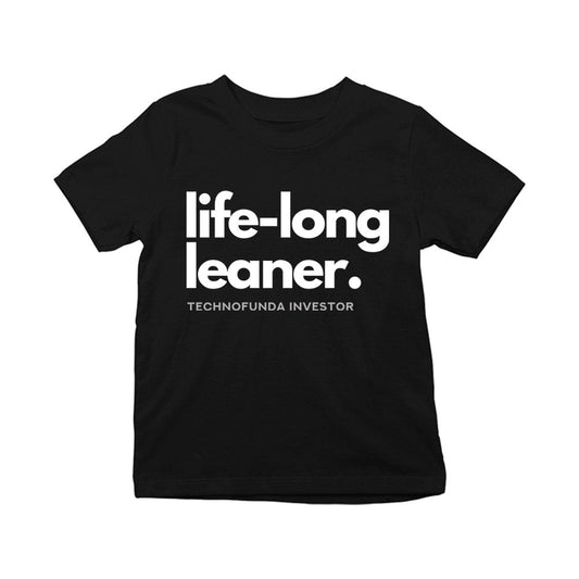 technofunda investing life long learner tf investor t-shirt finance stock equity compounding graphic stylish buy online india vivek mashrani tbt men kids girls boys unisex black