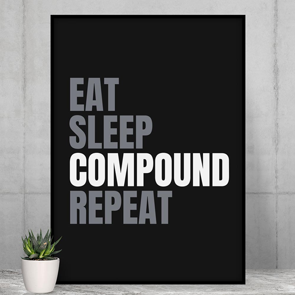 technofunda investing eat sleep compound repeat poster wall art buy online india vivek mashrani tbt a4