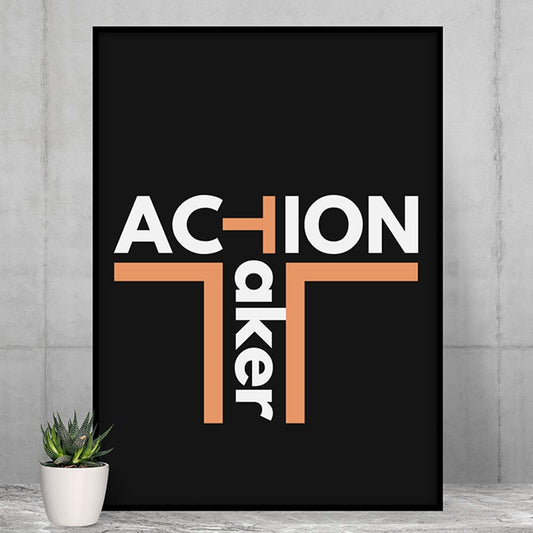 technofunda investing action taker typography poster wall art buy online india vivek mashrani tbt a4