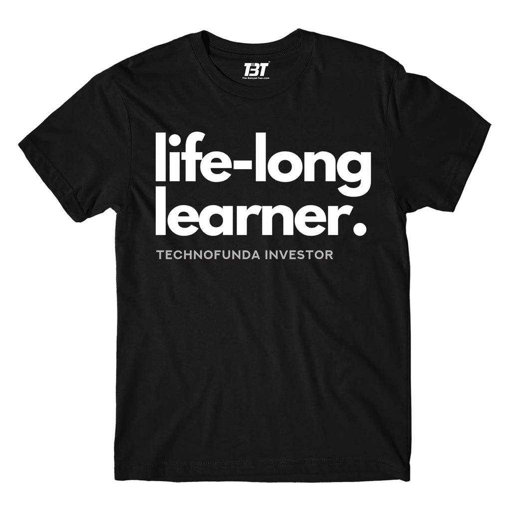 technofunda investing life long learner tf investor t-shirt finance stock equity compounding graphic stylish buy online india vivek mashrani tbt men women girls boys unisex black