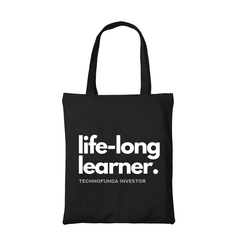 technofunda investing life long learner tf investor tote bag cotton finance stock equity compounding finance stock equity compounding graphic stylish buy online india vivek mashrani tbt men women girls boys unisex
