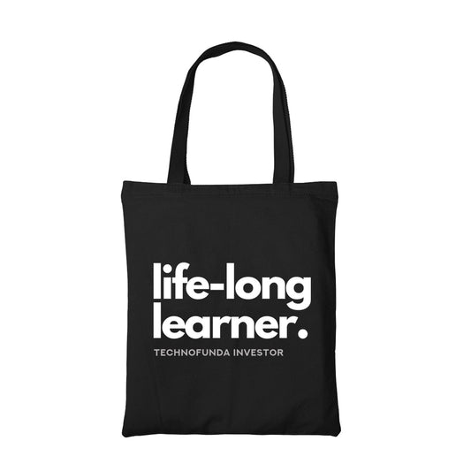 technofunda investing life long learner tf investor tote bag cotton finance stock equity compounding finance stock equity compounding graphic stylish buy online india vivek mashrani tbt men women girls boys unisex