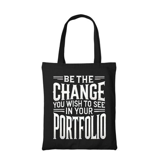 technofunda investing be the change tote bag cotton finance stock equity compounding finance stock equity compounding graphic stylish buy online india vivek mashrani tbt men women girls boys unisex