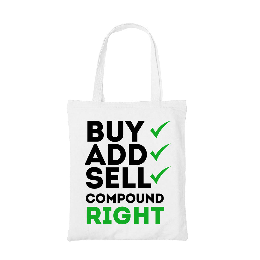 technofunda investing compound right tote bag cotton finance stock equity compounding finance stock equity compounding graphic stylish buy online india vivek mashrani tbt men women girls boys unisex