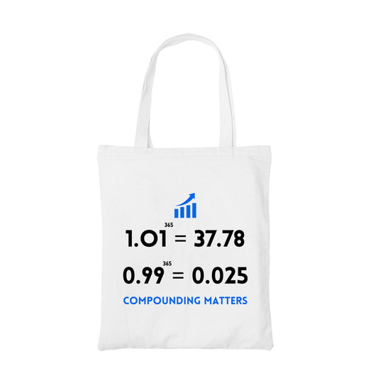 technofunda investing compounding matters tote bag cotton finance stock equity compounding finance stock equity compounding graphic stylish buy online india vivek mashrani tbt men women girls boys unisex