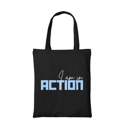 technofunda investing i am in action tote bag cotton finance stock equity compounding finance stock equity compounding graphic stylish buy online india vivek mashrani tbt men women girls boys unisex