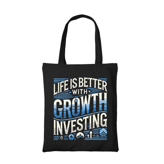 technofunda investing life is better with growth investing tote bag cotton finance stock equity compounding finance stock equity compounding graphic stylish buy online india vivek mashrani tbt men women girls boys unisex