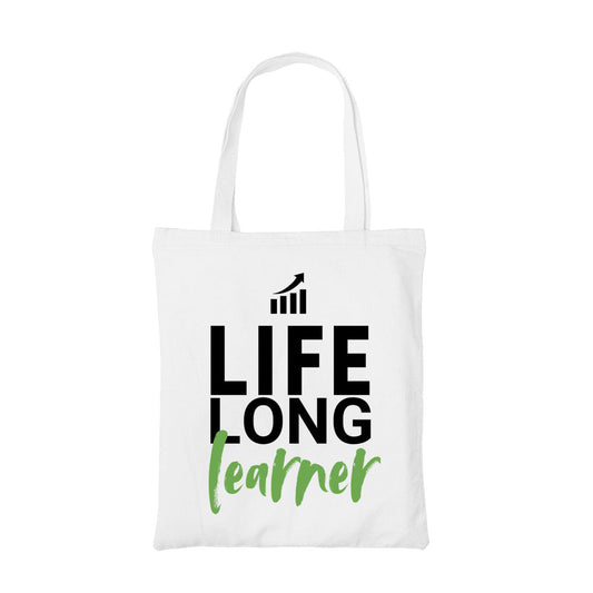 technofunda investing life long learner tote bag cotton finance stock equity compounding finance stock equity compounding graphic stylish buy online india vivek mashrani tbt men women girls boys unisex