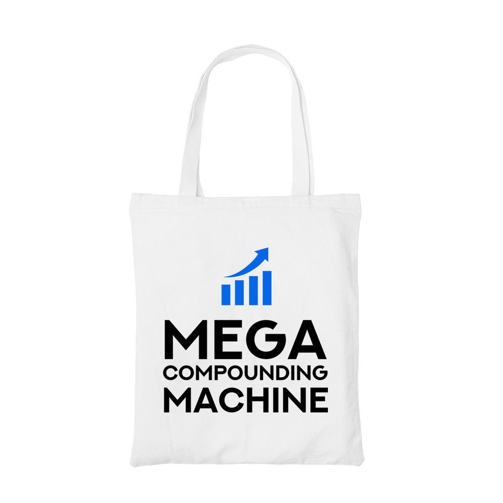 technofunda investing mega compounding machine tote bag cotton finance stock equity compounding finance stock equity compounding graphic stylish buy online india vivek mashrani tbt men women girls boys unisex