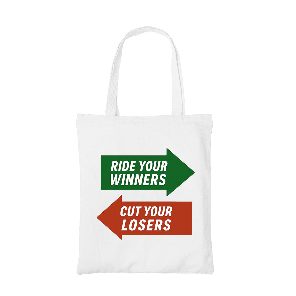 technofunda ride winners cut losers tote bag cotton printed printed graphic stylish buy online india TechnoFunda Shop tbt men women girls boys unisex