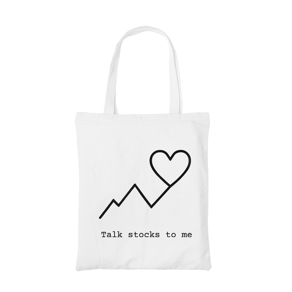 technofunda talk stock to me tote bag cotton printed printed graphic stylish buy online india TechnoFunda Shop tbt men women girls boys unisex