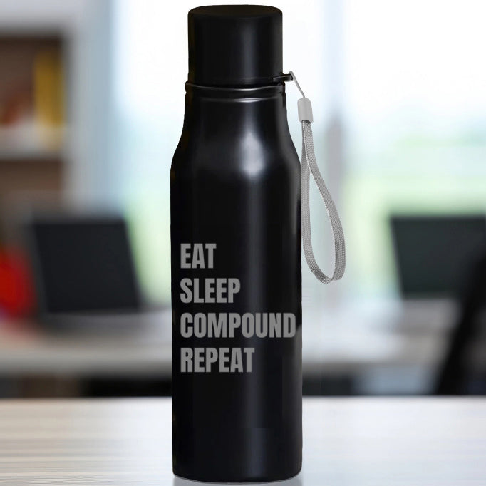 Engraved Steel Water Bottle - Eat Sleep Compound Repeat