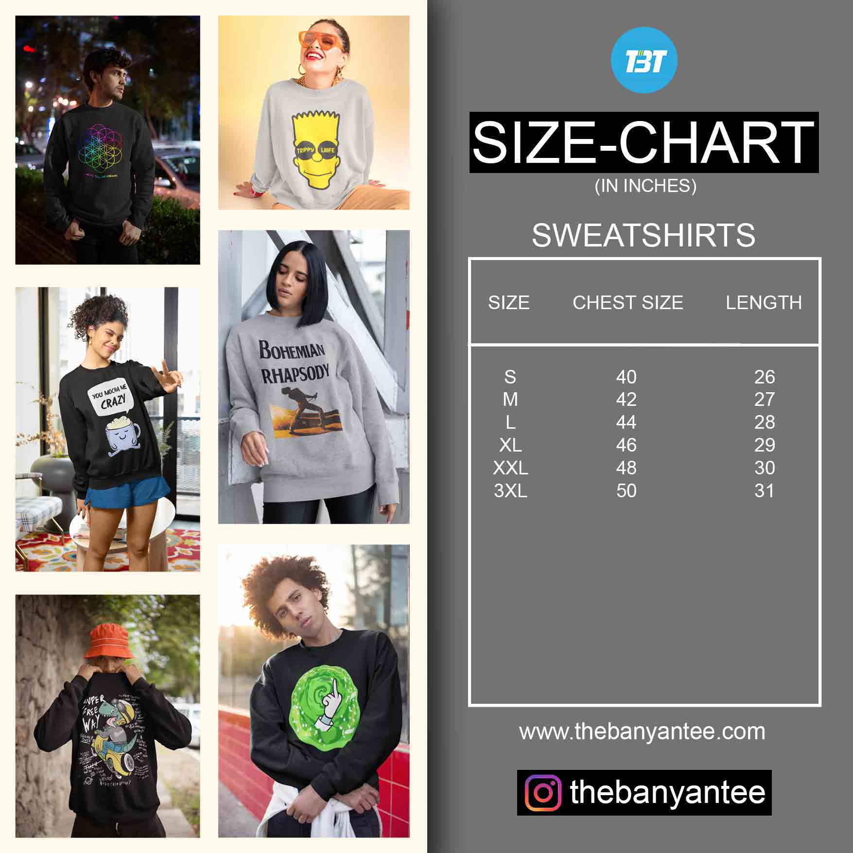 custom sweatshirt size chart india TechnoFunda